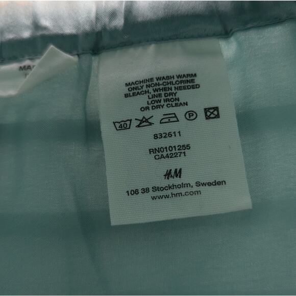 H&M Divided Tidewater Blue Satin Stripe Lace Trim Mini Skirt Size 10 - Picture 7 of 7